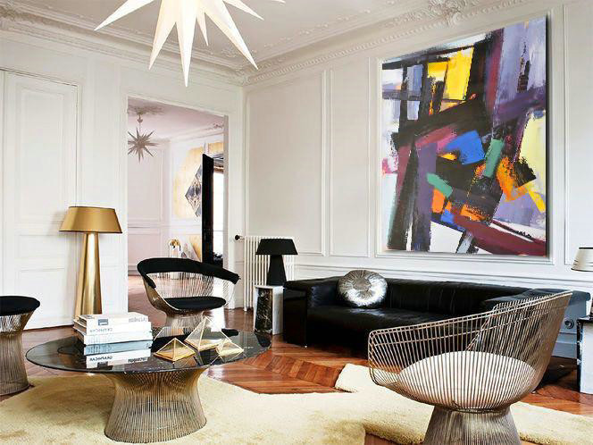 Handmade Large Painting,Oversized Palette Knife Painting Contemporary Art On Canvas,Canvas Wall Art Home Decor,Black,Purple,Pink,Blue,Yellow,Brown.etc